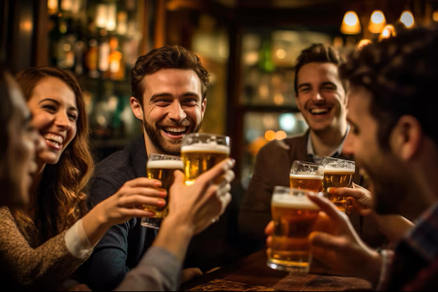 Amigos brindando com cerveja